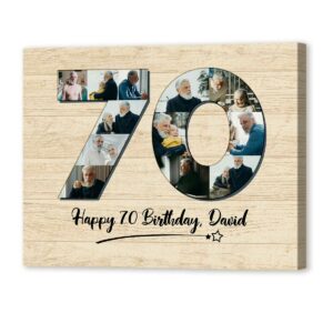 Personalized 70th Birthday Gifts For Dad For Men, 70th Birthday Photo Collage Canvas, 70th Anniversary Gift Idea