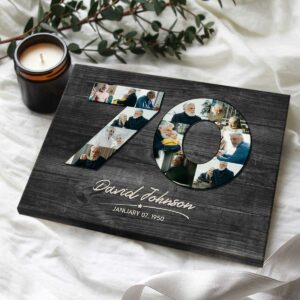 Personalized 70th Birthday Gifts For Dad For Men, 70th Birthday Photo Collage Canvas, 70th Anniversary Gift Idea