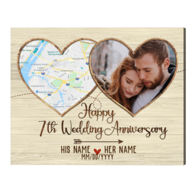 Personalized 7th Anniversary Gifts Map Print, Seven Year Anniversary Photo Gifts Frame, Custom Map Print Personalized 7th Anniversary Gifts Map Print, Seven Year Anniversary Photo Gifts Frame, Custom Map Print