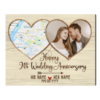 Personalized 9th Anniversary Gifts Map Print, Pottery Anniversary Photo Gifts Frame, Custom Map Print
