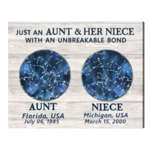 Personalized Aunt And Niece Long Distance Gift, Aunt And Niece Christmas Gifts Star Map Print, Niece Gifts From Auntie
