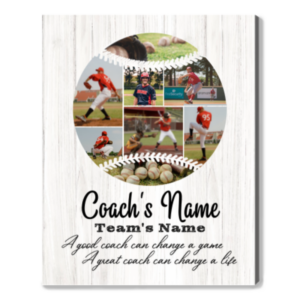 Personalized Baseball Coach Photo Collage Canvas, Best Baseball Coach Gift, Baseball Photo Gift