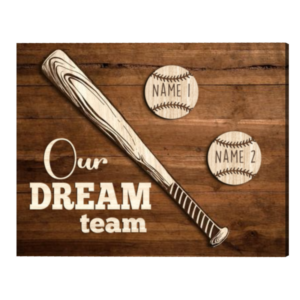 Personalized Baseball Family Print With Names, Baseball Team Gift, Baseball Room Sign, Our Dream Team Sign
