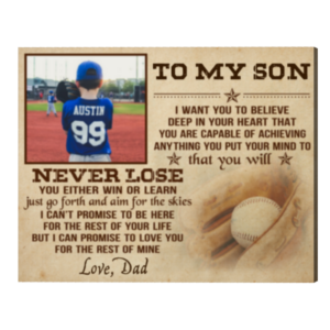 Personalized Baseball Gift For Son From Mom Dad, To My Son Baseball Photo Canvas, Gift For Baseball Player – Best Personalized Gifts For Everyone