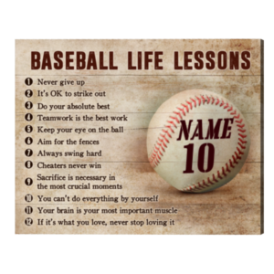 Personalized Baseball Life Lessons Canvas Gift For Baseball Player Baseball Gift For Boys – Best Personalized Gifts For Everyone