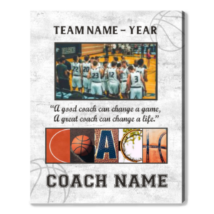 Personalized Basketball Coach Photo Canvas, Basketball Coach Gift, End Of Season Gift For Basketball Coach – Best Personalized Gifts For Everyone