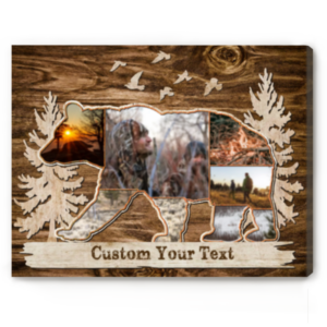 Personalized Bear Hunting Photo Collage, Mens Hunting Gifts, Hunting Picture Frames