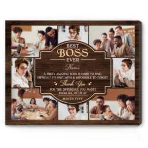 Personalized Best Boss Ever Photo Collage Canvas, Retirement Gift For Boss, Boss Appreciation Gifts – Best Personalized Gifts For Everyone
