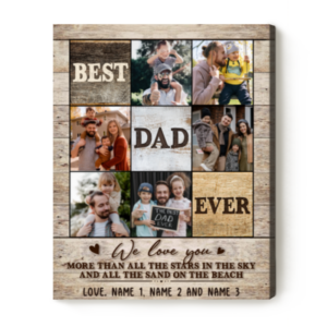 Personalized Best Dad Ever Photo Canvas, Custom Photo Dad Wall Art, Gift For Dad On Father’s Day – Best Personalized Gifts For Everyone