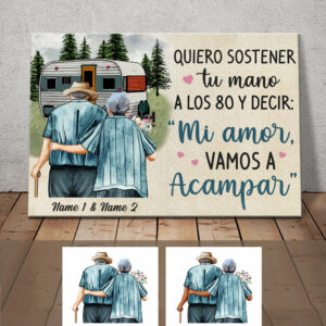 Personalized Couple Camping Spanish Pareja Camping Canvas