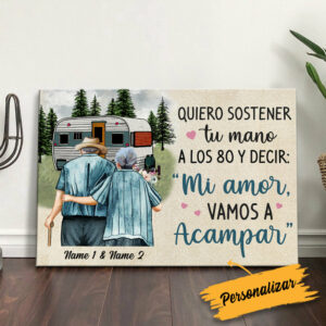 Personalized Couple Camping Spanish Pareja Camping Canvas