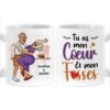 Personalized Couple French Tu As Mon Cœur Mug