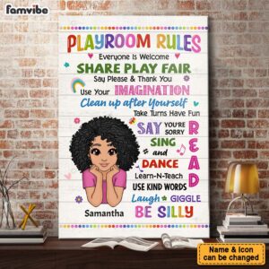Personalized Daughter Son Kids Playroom Rules Canvas
