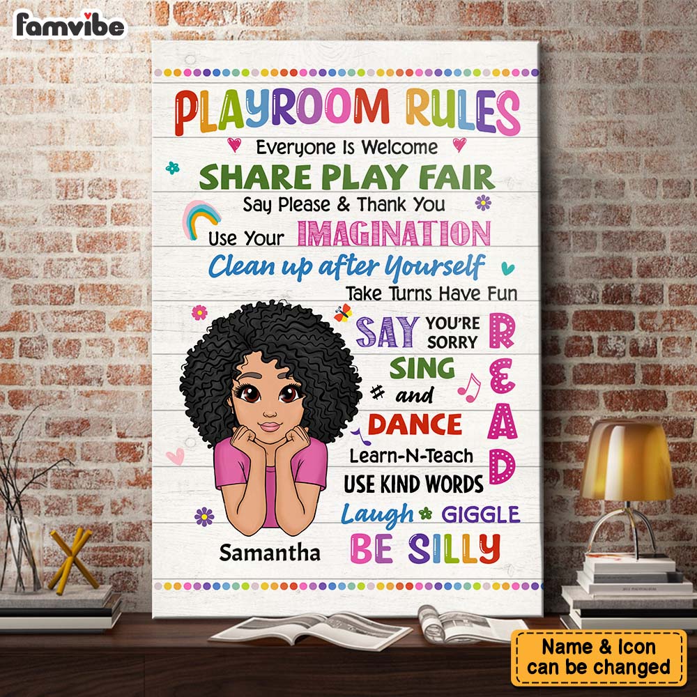 Personalized Daughter Son Kids Playroom Rules Canvas Personalized Daughter Son Kids Playroom Rules Canvas