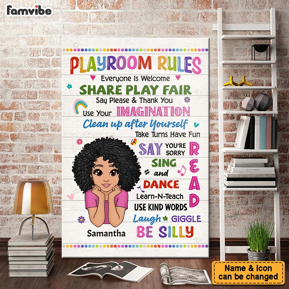 Personalized Daughter Son Kids Playroom Rules Canvas Personalized Daughter Son Kids Playroom Rules Canvas