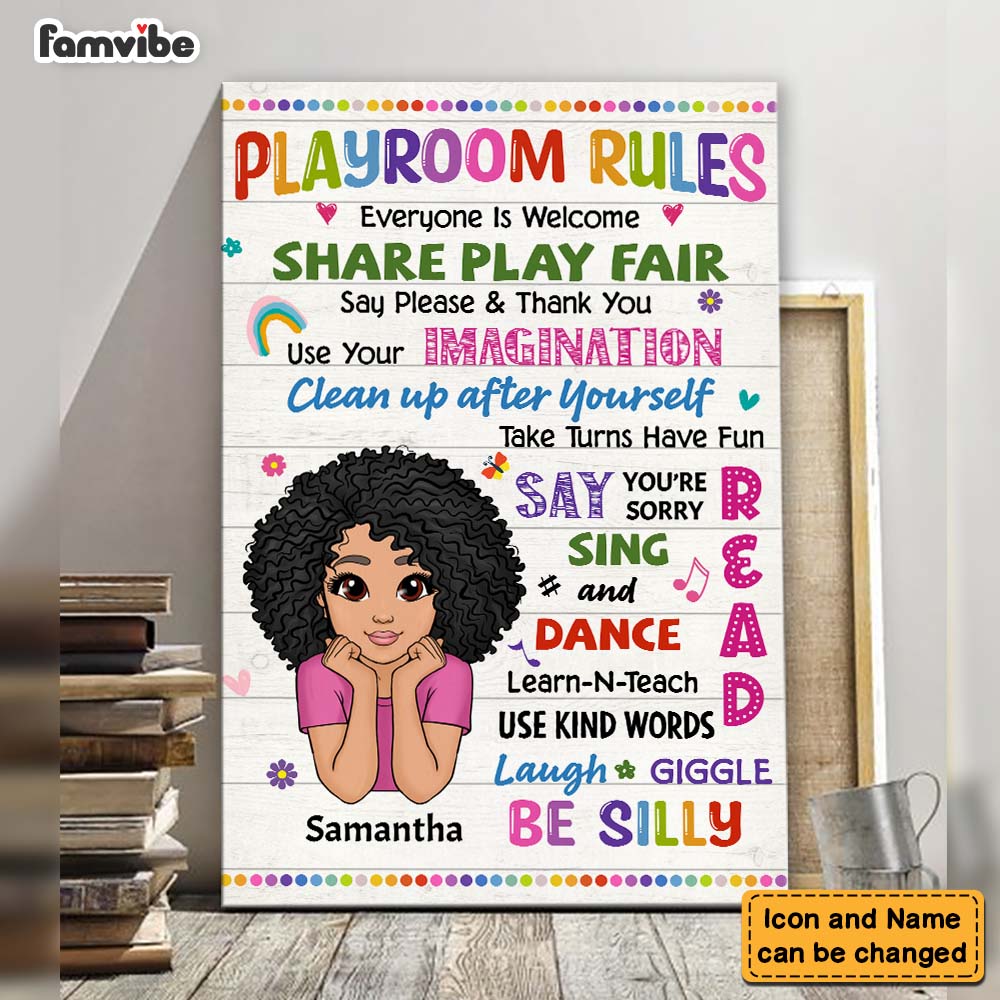 Personalized Daughter Son Kids Playroom Rules Canvas Personalized Daughter Son Kids Playroom Rules Canvas