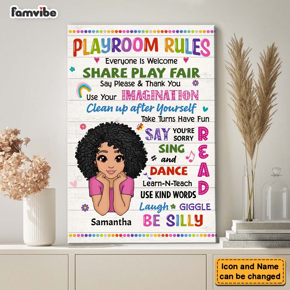 Personalized Daughter Son Kids Playroom Rules Canvas Personalized Daughter Son Kids Playroom Rules Canvas