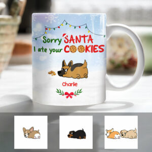 Personalized Dog Christmas Santa Cookies Mug 3