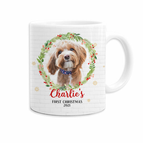 Personalized Dog Christmas Wreath Mug
