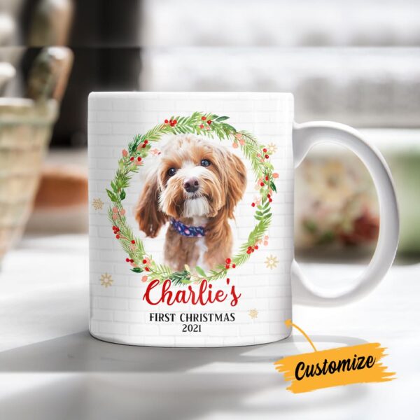 Personalized Dog Christmas Wreath Mug