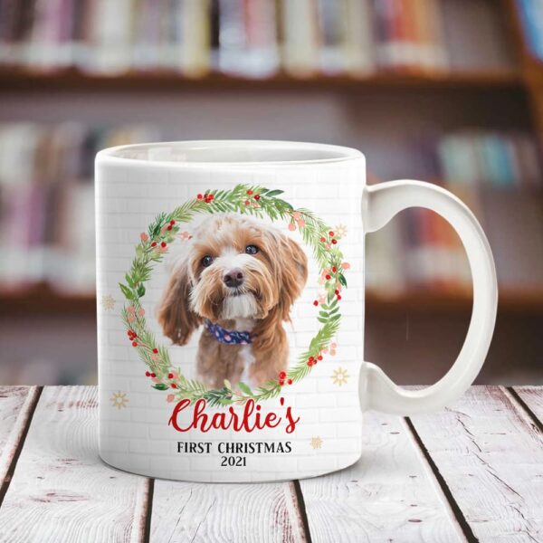 Personalized Dog Christmas Wreath Mug