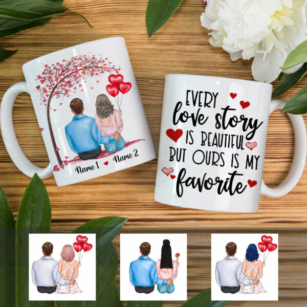 Personalized Every Love Story Is Beautiful Couple Valentine Mug