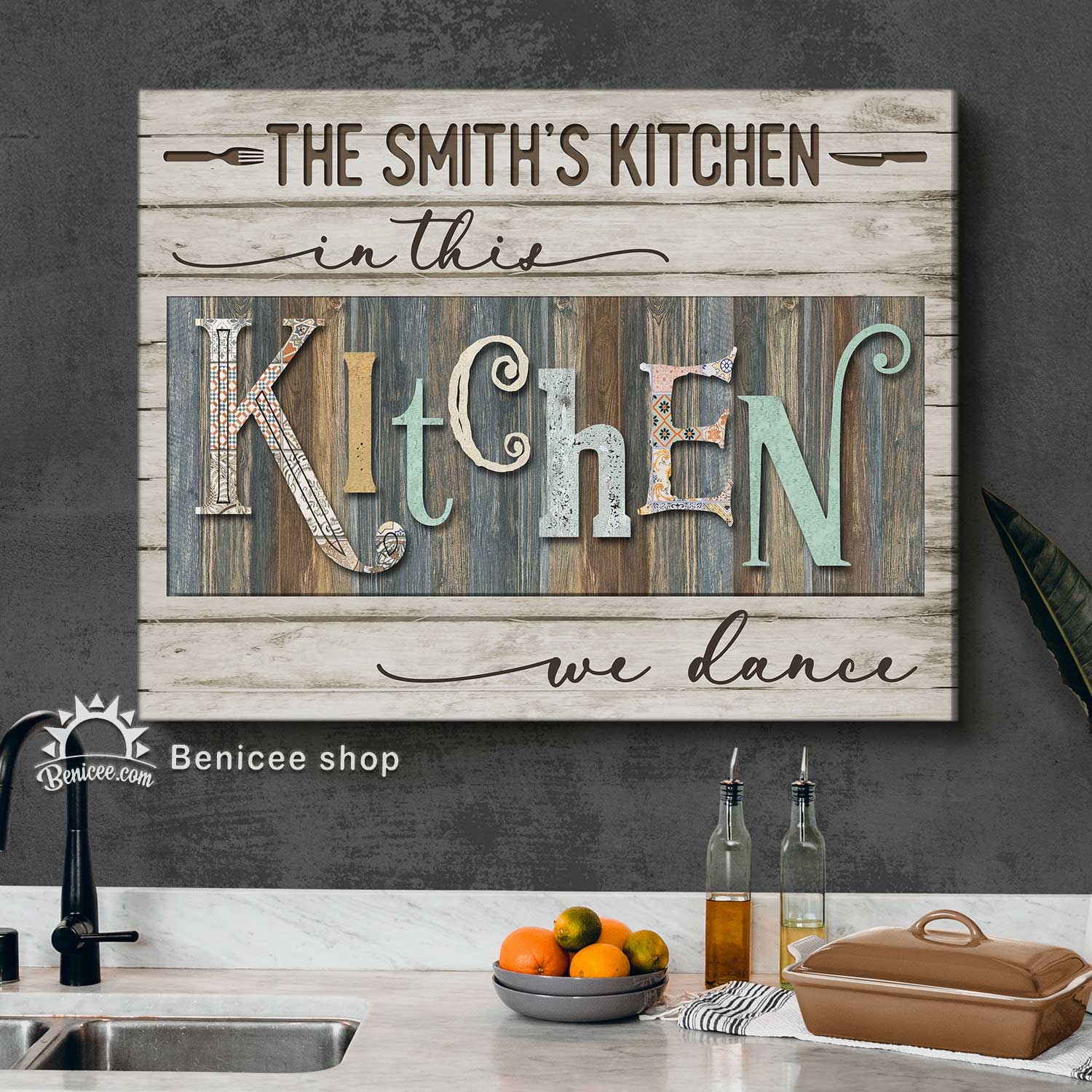 Personalized Family Kitchen Signs In This Kitchen We Dance - Best Personalized Gifts For Everyone Personalized Family Kitchen Signs In This Kitchen We Dance - Best Personalized Gifts For Everyone