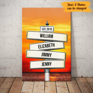 Personalized Family Street Sign Sunset Canvas