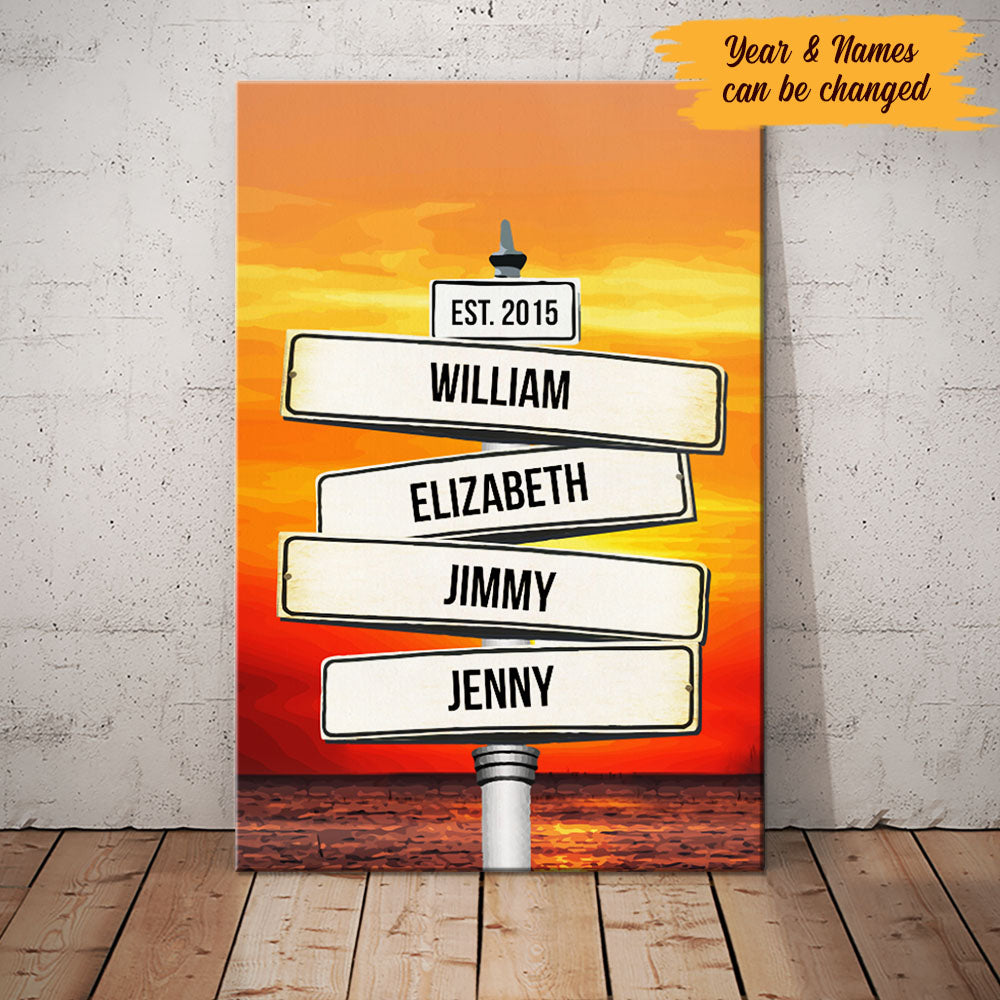 Personalized Family Street Sign Sunset Canvas Personalized Family Street Sign Sunset Canvas