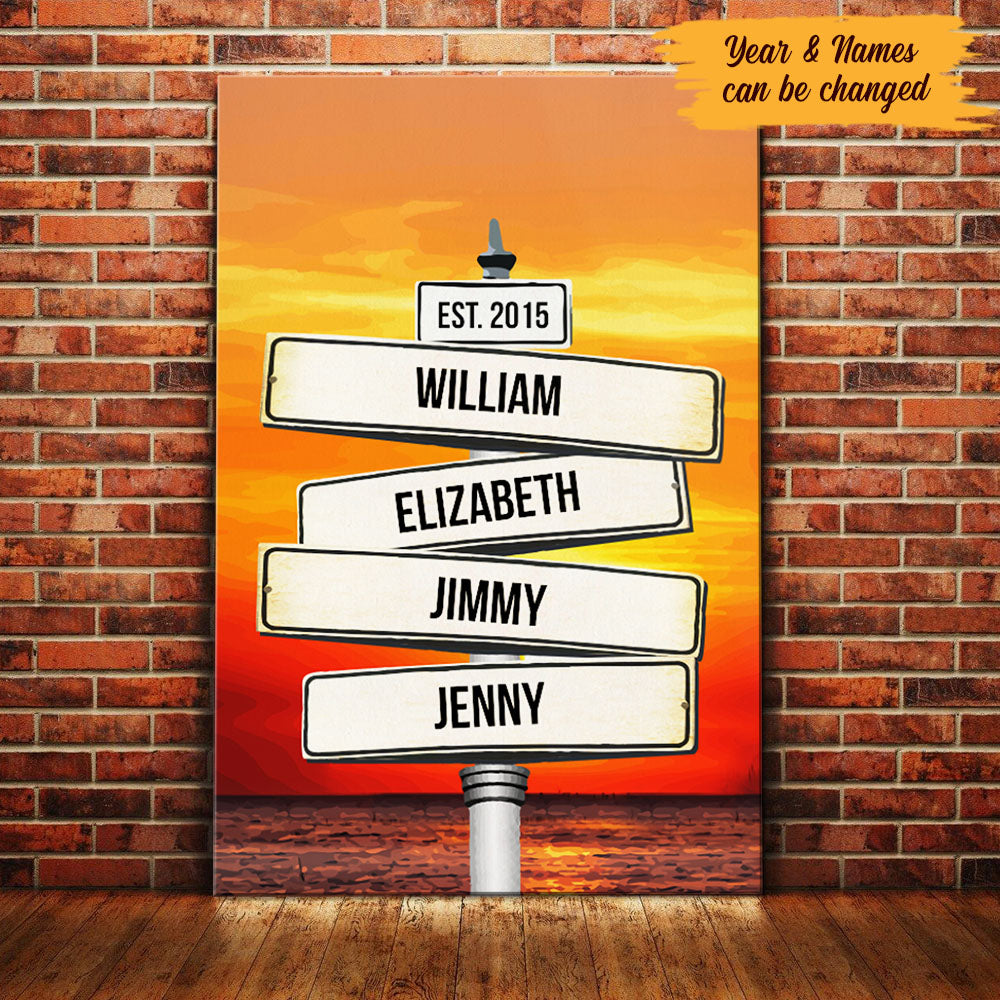 Personalized Family Street Sign Sunset Canvas Personalized Family Street Sign Sunset Canvas