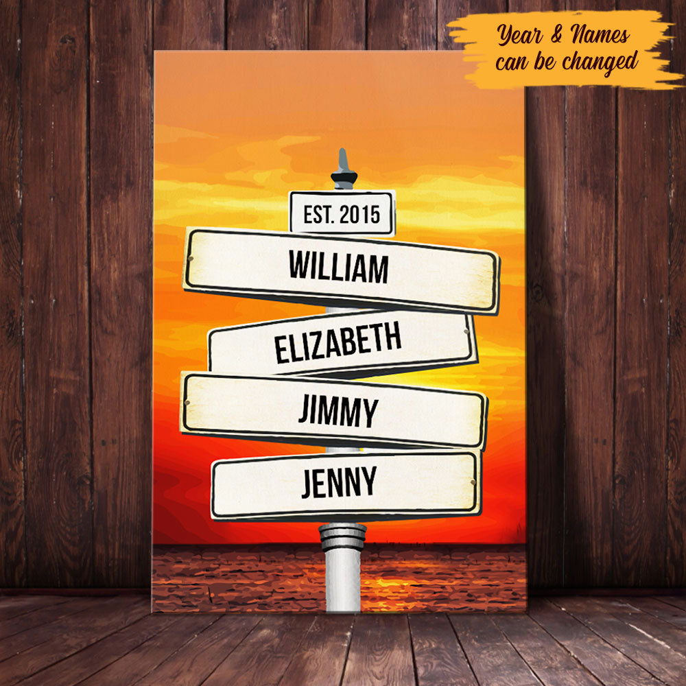 Personalized Family Street Sign Sunset Canvas Personalized Family Street Sign Sunset Canvas