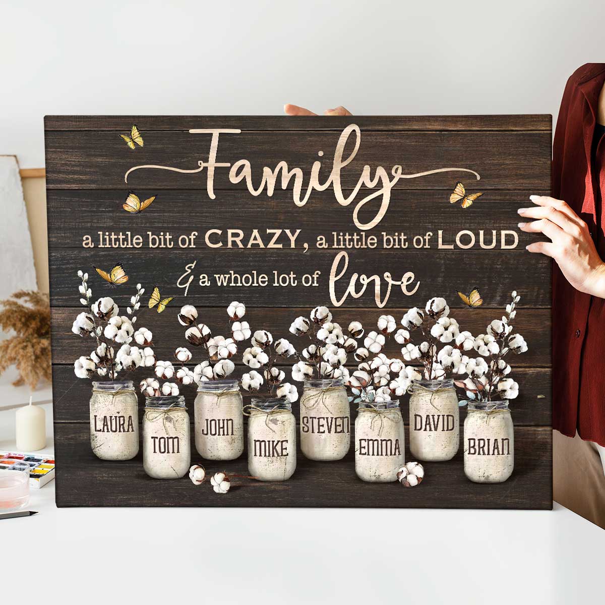 Personalized Family Wall Art With Names, Rustic Farmhouse Wall Decor, Family Flowers Multi-Names Sign - Best Personalized Gifts For Everyone Personalized Family Wall Art With Names, Rustic Farmhouse Wall Decor, Family Flowers Multi-Names Sign - Best Personalized Gifts For Everyone