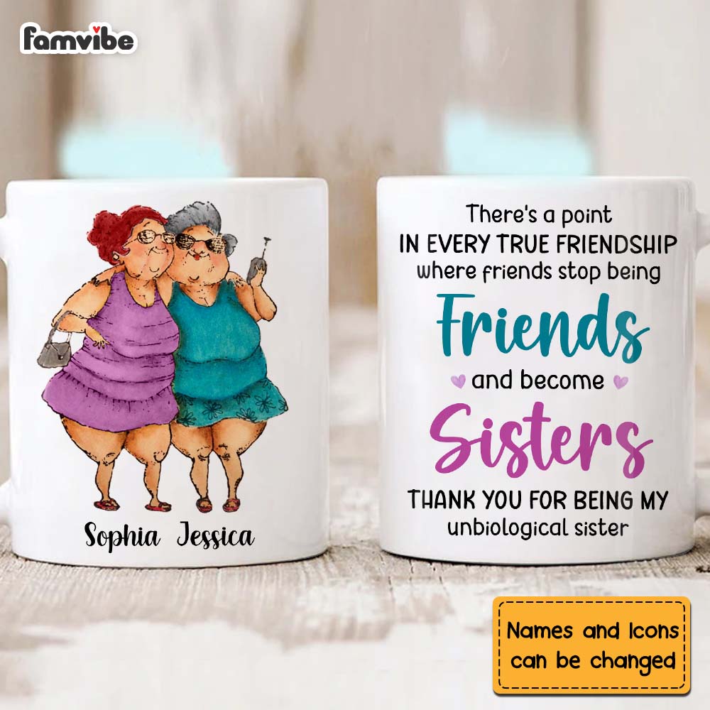 Personalized Friends Become Sisters Mug Personalized Friends Become Sisters Mug