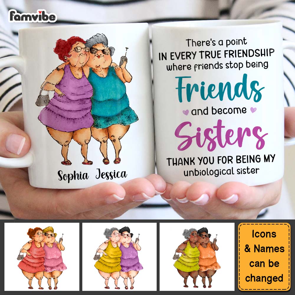 Personalized Friends Become Sisters Mug Personalized Friends Become Sisters Mug