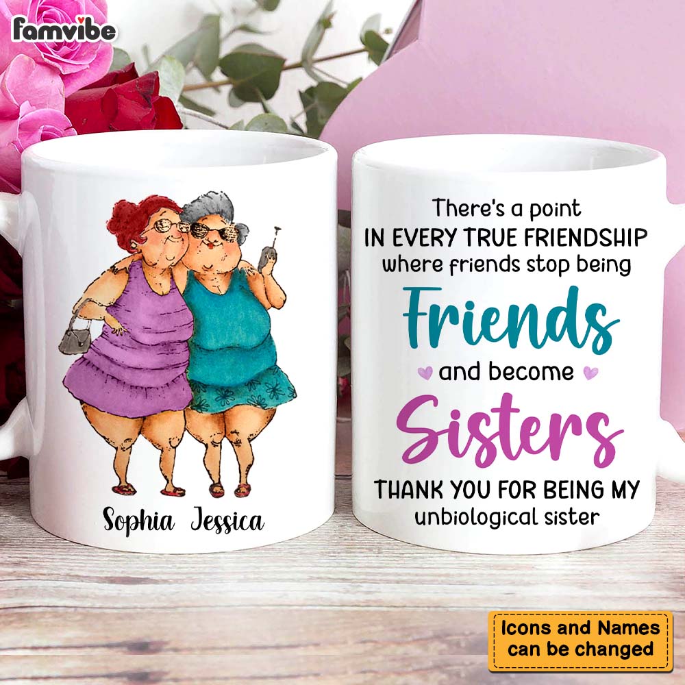 Personalized Friends Become Sisters Mug Personalized Friends Become Sisters Mug