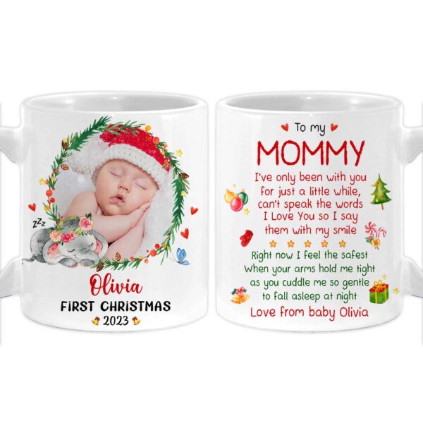 Personalized Gift For Baby First Christmas Photo Mug