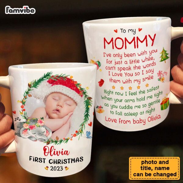 Personalized Gift For Baby First Christmas Photo Mug