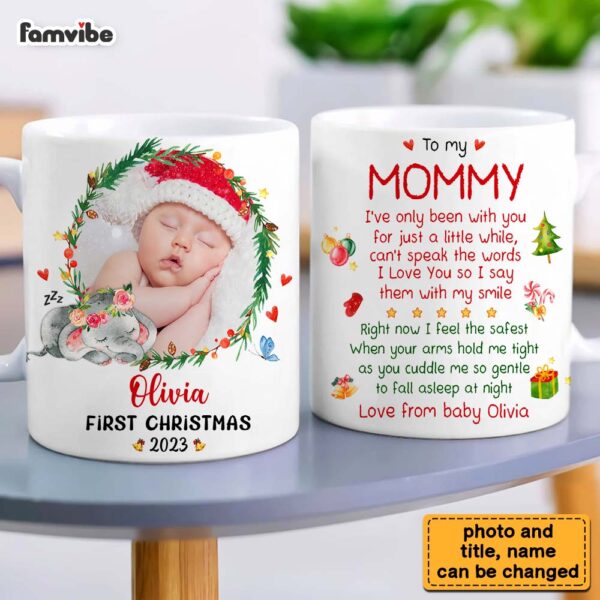 Personalized Gift For Baby First Christmas Photo Mug