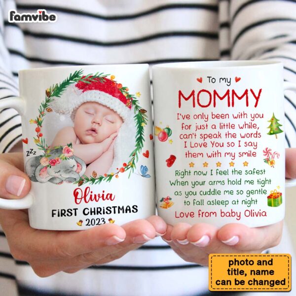Personalized Gift For Baby First Christmas Photo Mug