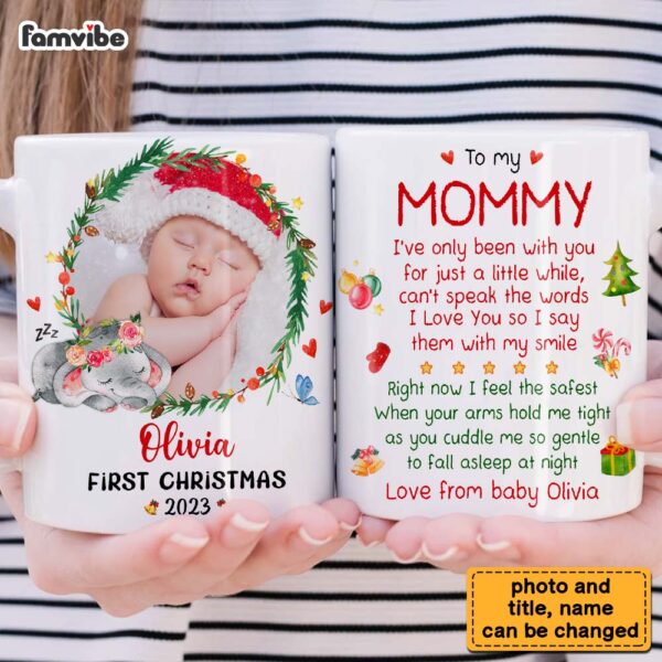 Personalized Gift For Baby First Christmas Photo Mug