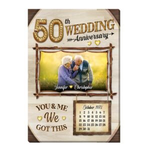 Personalized Gift For Couple 50th Anniversary Upload Photo Canvas