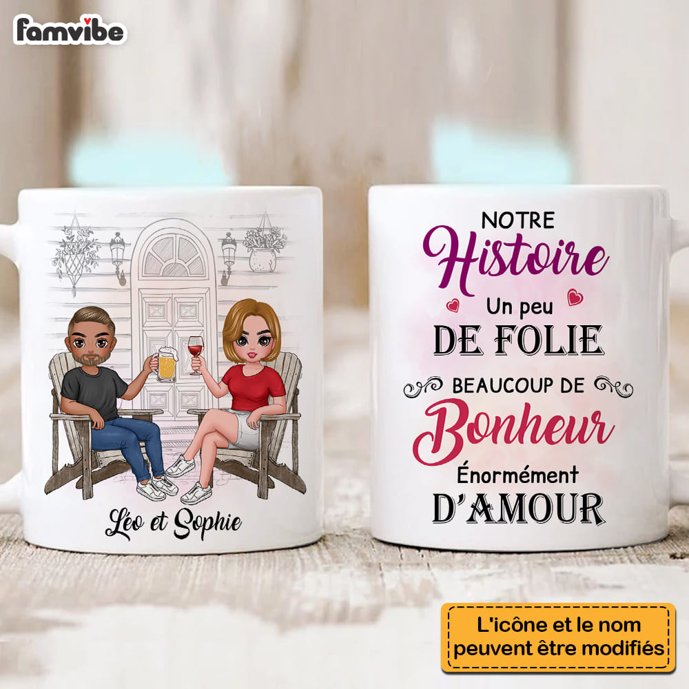 Personalized Gift For Couple French Our History Mug Personalized Gift For Couple French Our History Mug