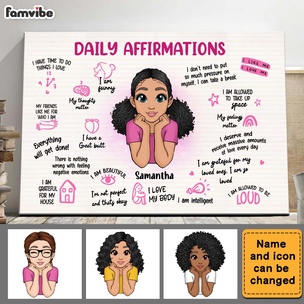 Personalized Gift For Daughter Daily Affirmations Canvas Personalized Gift For Daughter Daily Affirmations Canvas