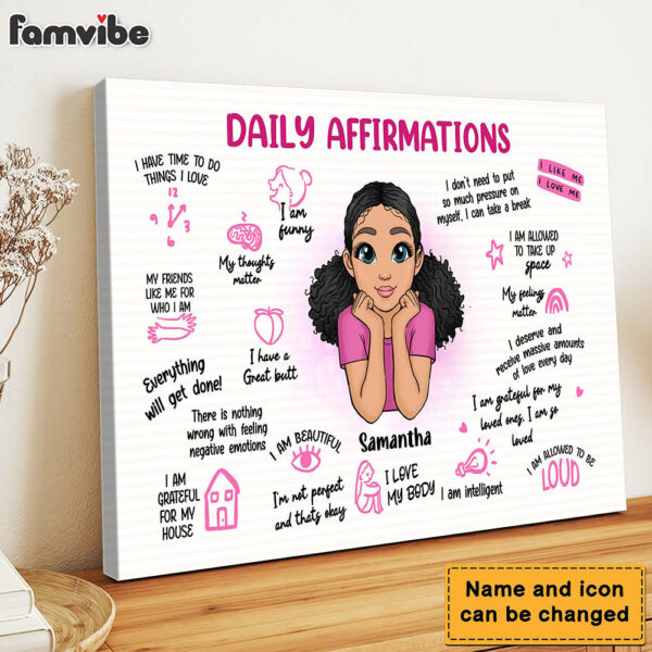 Personalized Gift For Daughter Daily Affirmations Canvas