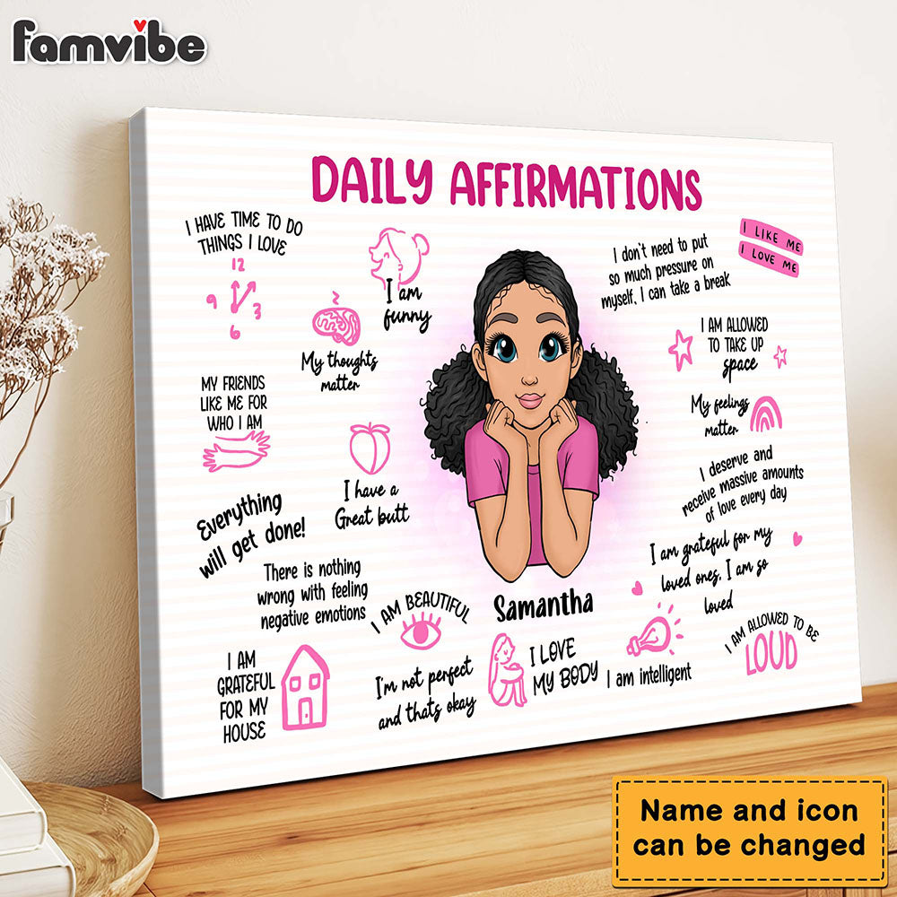 Personalized Gift For Daughter Daily Affirmations Canvas Personalized Gift For Daughter Daily Affirmations Canvas