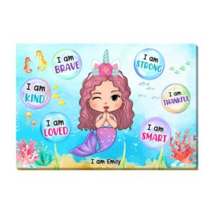 Personalized Gift For Daughter Granddaughter Self Affirmation Little Mermaid Canvas