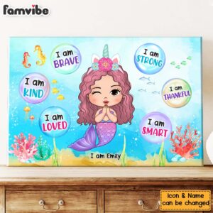 Personalized Gift For Daughter Granddaughter Self Affirmation Little Mermaid Canvas 4