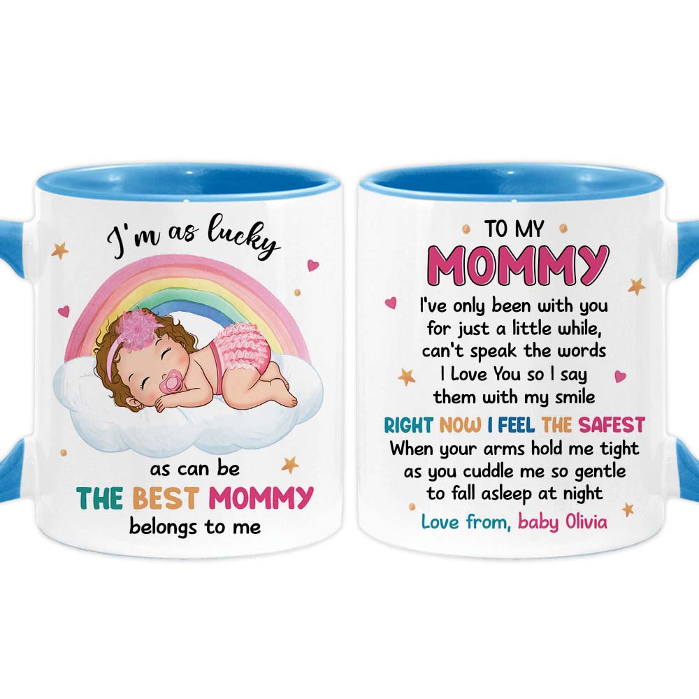 Personalized Gift For Daughter New Mom Baby Sleeping Right Now I Feel The Safest Mug Personalized Gift For Daughter New Mom Baby Sleeping Right Now I Feel The Safest Mug