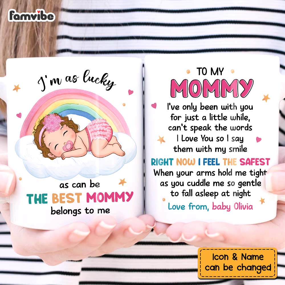Personalized Gift For Daughter New Mom Baby Sleeping Right Now I Feel The Safest Mug Personalized Gift For Daughter New Mom Baby Sleeping Right Now I Feel The Safest Mug