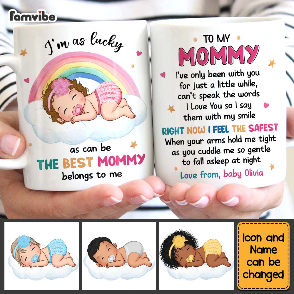 Personalized Gift For Daughter New Mom Baby Sleeping Right Now I Feel The Safest Mug Personalized Gift For Daughter New Mom Baby Sleeping Right Now I Feel The Safest Mug